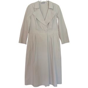 Jil Sander Poplin Trench Coat Style Shirt Dress in Gray Minimalist Size 40 US 10